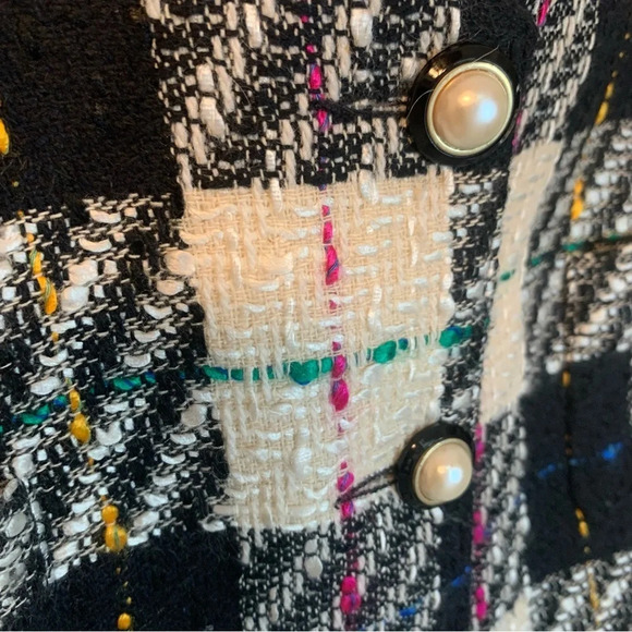 Vintage Linea Tweed Cropped Blazer Black Pink 10 - Picture 6 of 13